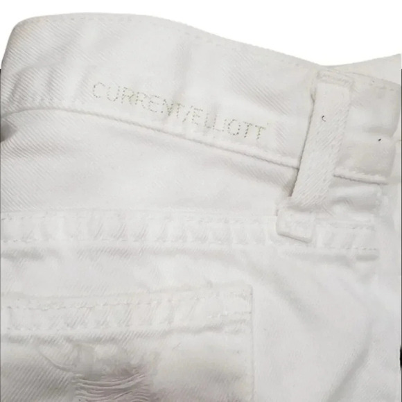 Current/Elliott White Denim Distressed Jean Shorts 25 - Picture 3 of 4